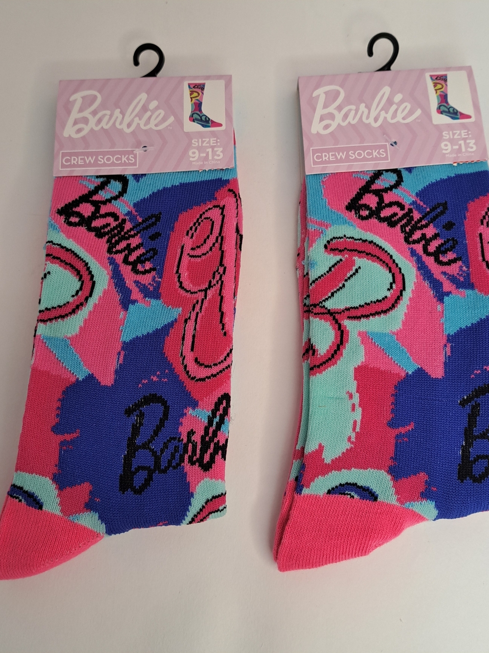Barbie Crew Socks 2 Pairs Size 9-13 Blue & Pink New with tags